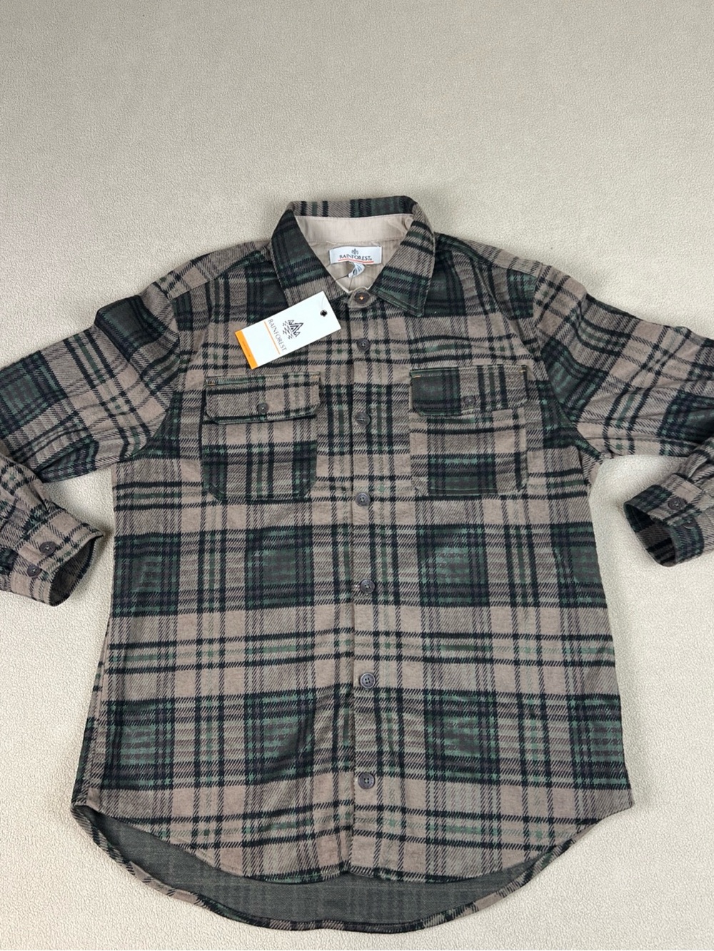 Rainforest Fahnestock Trail Stretch Knit Flannel Plaid Button Up Shirt. Sz S